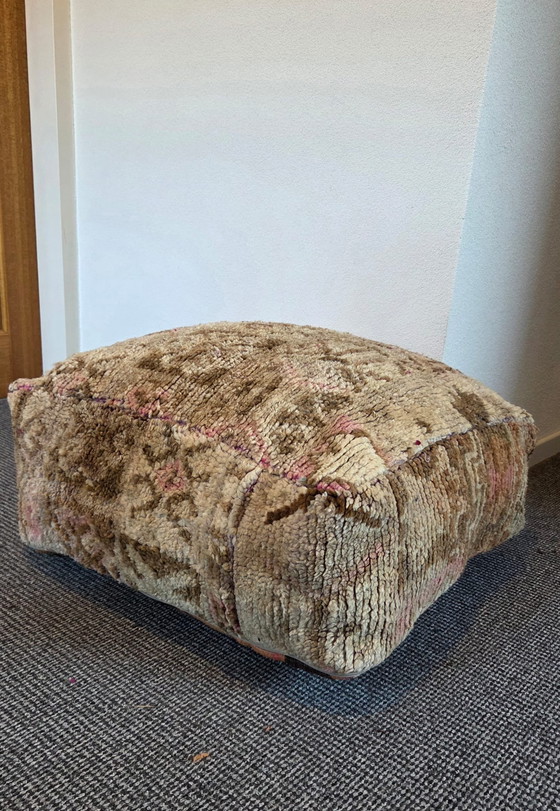 Image 1 of Pastelkleur poef, vintage berber zitkussen 