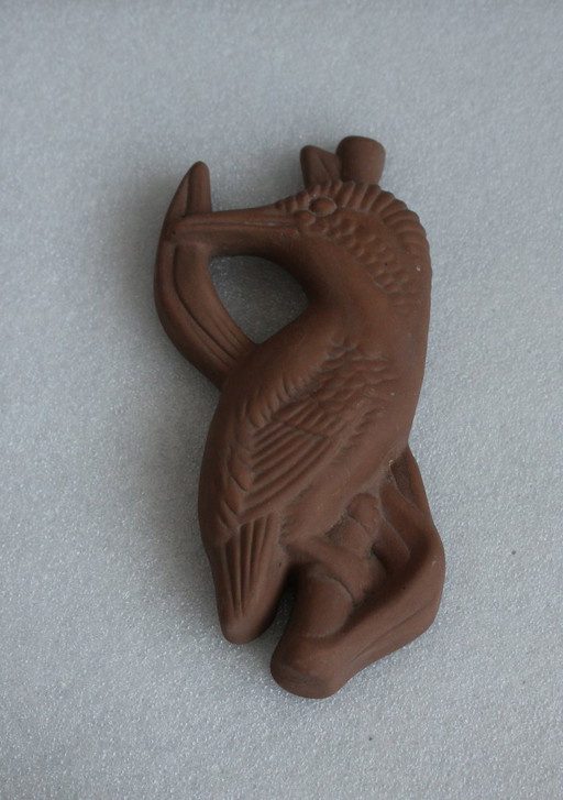 Wall painting, sculptural relief, kingfisher, terracotta