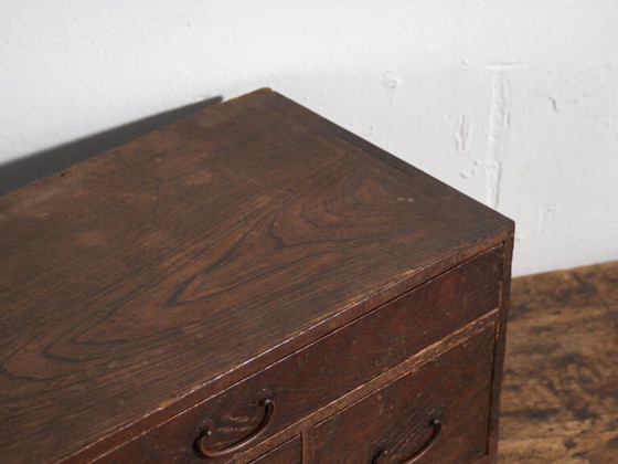 Antique Japanese Desk Chest with Three Drawers – Meiji / Taishō Period (c. ) (photo 13 of 40)