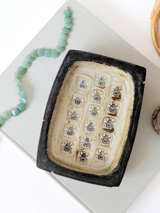 Bol Royal Copenhagen du milieu du siècle par Jørgen Mogensen | Bol en grès brutaliste Scarab Decor | Céramique danoise