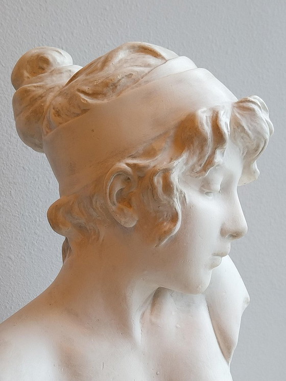 Buste classique en plâtre jeune femme, Sculptures, Autre, Blanc, Klassiek (photo 5 sur 8)