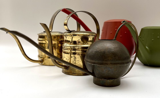 Image 1 of Collection of watering cans – 2× Ebert, 2× brass (1960s) & 1× very old copper can (around 1900)