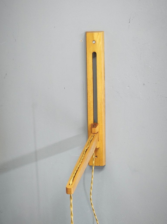 Pair of Dřevo Humpolec Adjustable Swing Arm Wall Lamps, 1960s, Wall lights, Wood, Brown (photo 10 of 16)