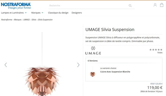 Image 1 of Umage silvia copper pendant light
