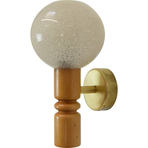 Vintage wall lamp in plastic, wood and brass by Pokrok Zilina, Czechoslovakia 1970s