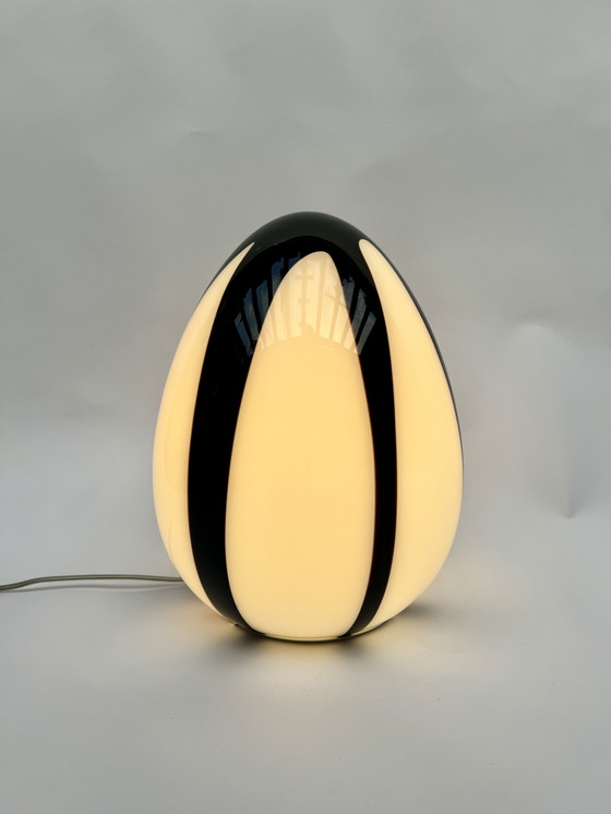 Image 1 of Iconic Ilu Holland Zebra Egg Table Lamp, Space Age Retro Lamp, Murano Glass