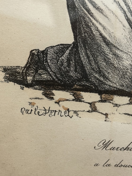 Image 1 of Carle Vernet - 2 incisioni - I mestieri di una volta - sotto cornici di legno