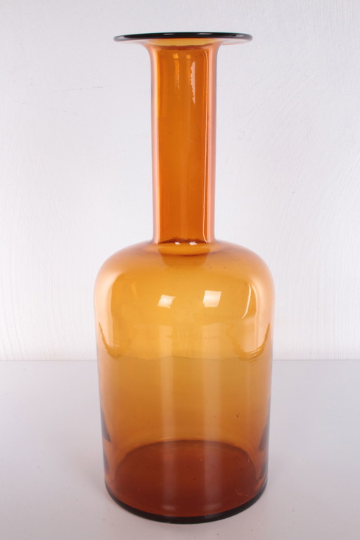 Otto Brauer Skandinavische Kastrup Gulvasen aus gelbem Glas für Holmegaard, 1960er