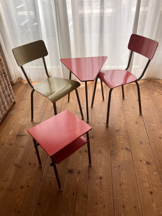 Jaren 60 slaapkamerset – Merk onbekend, Eenpersoonsbedden, Metal, Textile (photo 5 of 8)