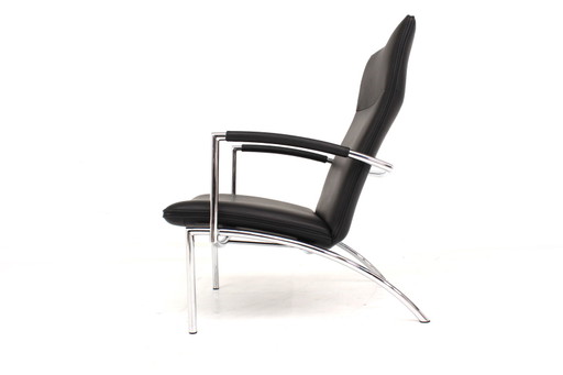 as new, COR "Pando" by Peter Maly Relax / Lounge Chair / Armchair with leather and chrome frame