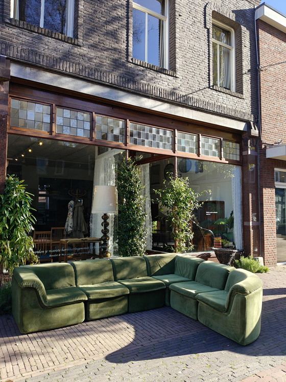 Image 1 of Vintage modulaire grote groene bank