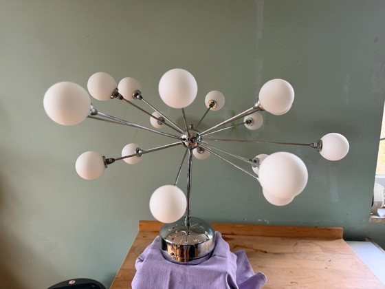 Sputnik Hanglamp Chroom – 18 Lamps Luchter Mid-Century Modern Stijl – Present time, Kroonluchters, Glass (photo 10 of 11)