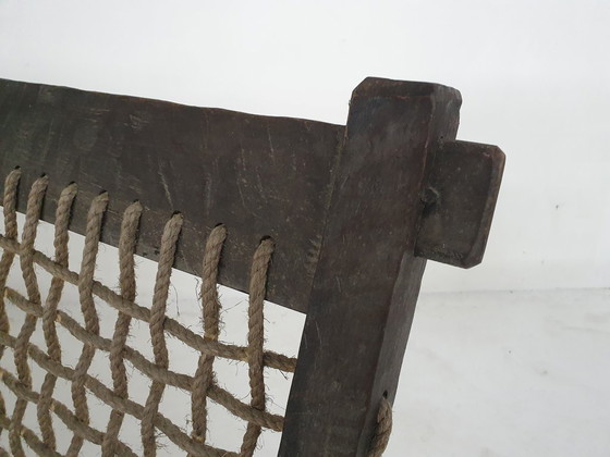 Unique solid oak and rope sofa, The Netherlands 1960's – Bankjes, Wood (photo 11 of 11)