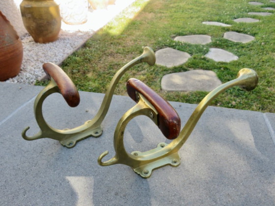 Image 1 of Paar große Doppelgarderobenhaken, Jugendstil, Frankreich, 1930