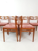 6 sedie da tavolo da pranzo vintage in legno di teak danese a coste rosa