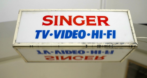 Image 1 of Vintage Singer TV-Video-Hi-Fi Illuminated Store Sign - 1960s Collectible Display