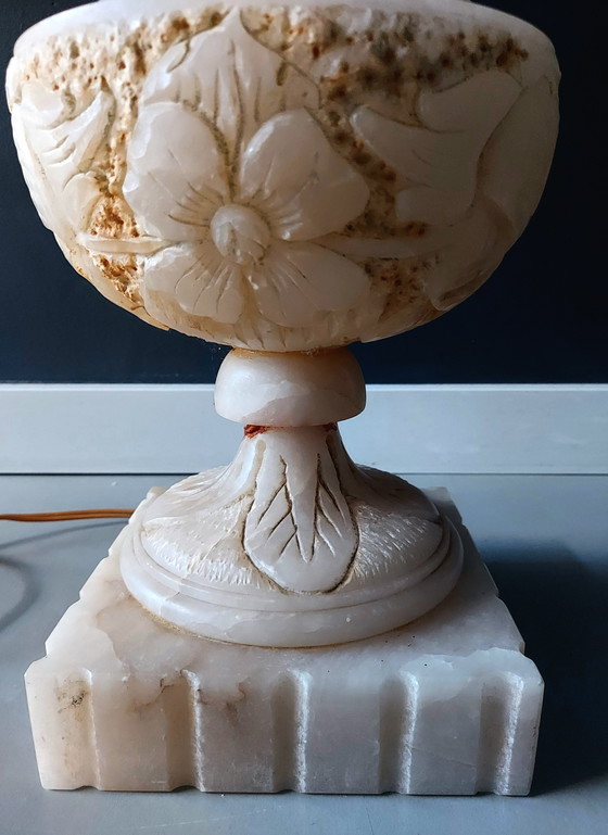 Image 1 of Alabaster Natural Stone Table Lamp Large Model