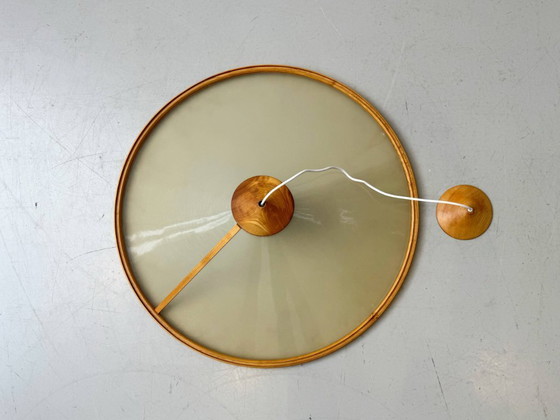 Image 1 of Lampada da soffitto in fibra di vetro e legno di Giovanni Offredi per MC Selvini, Italia, anni '70