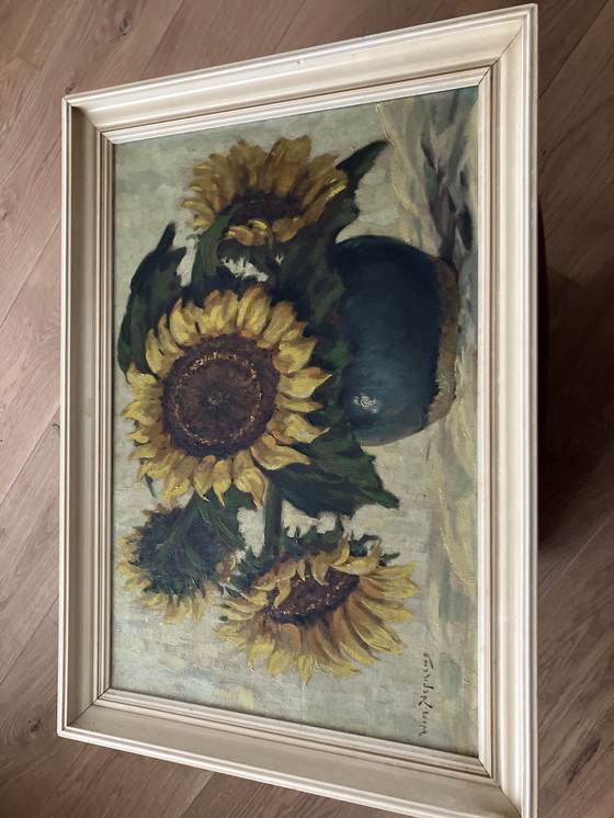 Image 1 of Zonnebloemen in Lijst von Wim Nefkens