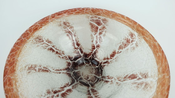 Image 1 of Ciotola in vetro Art Deco Ikora di WMF Karl Wiedmann, anni &#39;30, arancione e rosso scuro