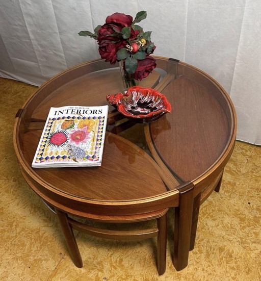 Mid century retro vintage teak runder couchtisch von Nathan Trinity 1960 Danish Design