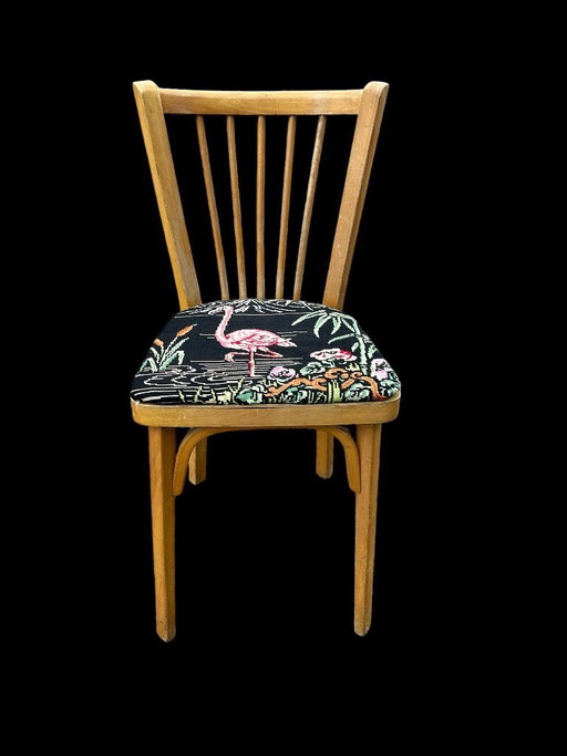 Baumann chair reupholstered with vintage tapestry – eetkamerstoelen, Wood (photo 2 of 9)