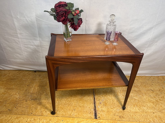 Image 1 of Mid Century Retro Vintage Teak & Afromosia serveerwagen - Deens ontwerp, jaren 1960