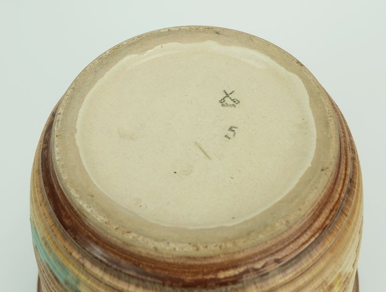 Image 1 of rare grand pot de fleurs art déco PLANT POT années 1930 en céramique dumler breiden goutte à goutte modèle 130/26