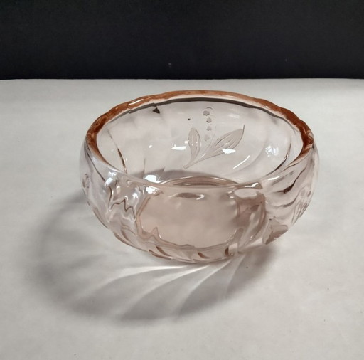 ciotola/piatto per caramelle in vetro rosa