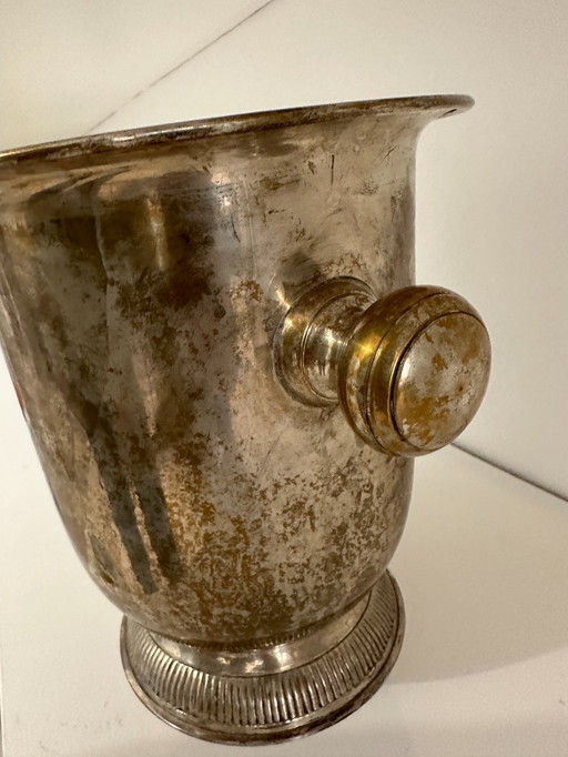 Alter Sektkühler aus versilbertem Metall - Authentische Patina