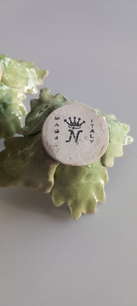 Image 1 of Italiaanse keramische bloemornamenten - set van 3 - Mid-century decor