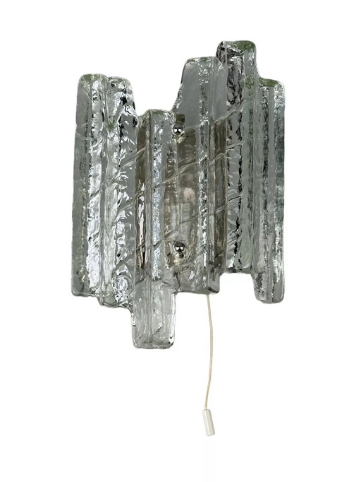 60s 70s Wall Lamp Wall Sconce Fischer Leuchten Germany Ice Glass Design