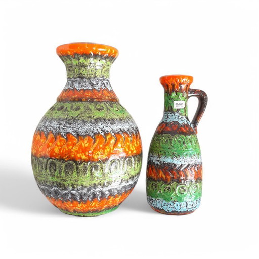 Vaso Bay Keramik 92-30 e brocca 93-25, Germania occidentale, anni '70