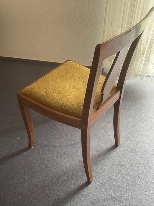 Harmonieuze mosterdkleurige Biedermeier stoelen