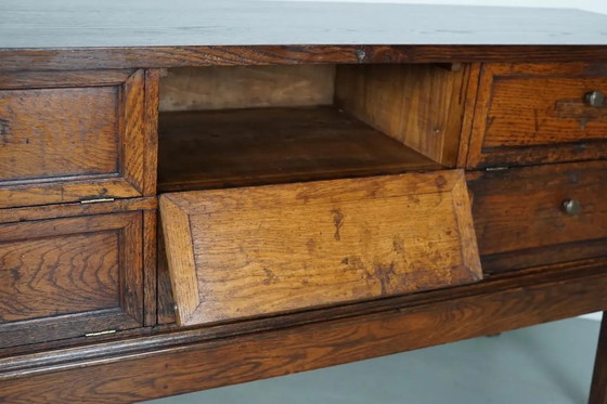 Image 1 of Armoire de pharmacie/classeur ancienne en chêne français, avec portes à charnières, début du XXe siècle