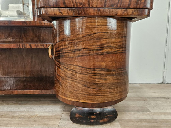 Image 1 of Art Deco kaptafel van wortelnotenhout met spiegel