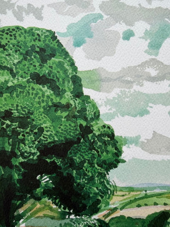 Image 1 of David Hockney, Straße und Bäume bei Wetwang, Copyright David Hockney, Gedruckt in Großbritannien