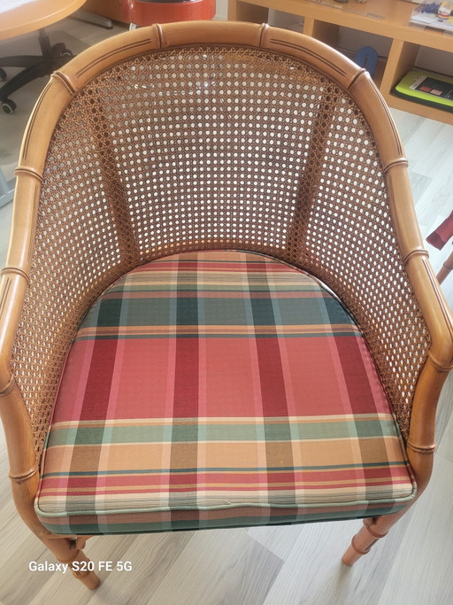4 Faux Bamboo Giorgetti stoelen en eettafel – eetkamerstoelen, Glass, Textile (photo 2 of 14)