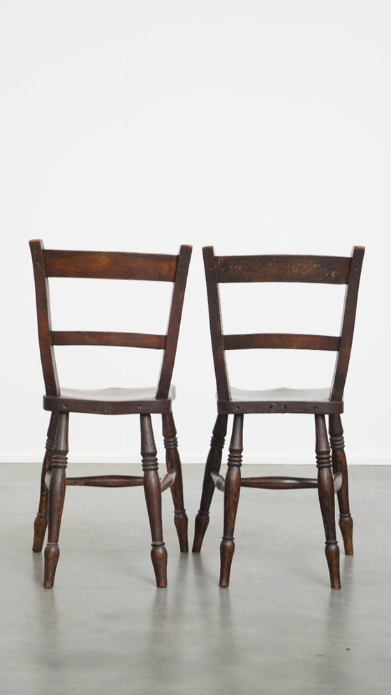 Image 1 of 8 x Antique English Oxford dining/kitchen chair