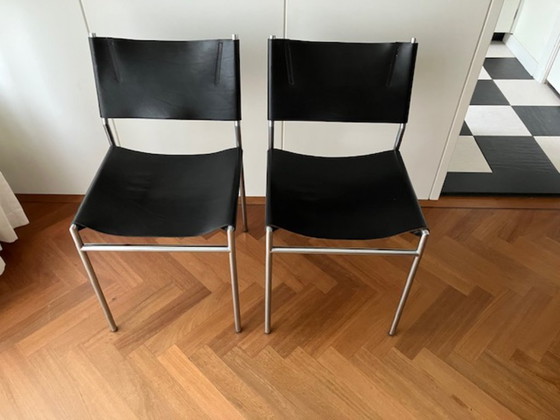 4 X Mart Visser SE06 Eetkamer Stoelen Van Zwart Tuigleer – Martin Visser, Chaises de salle à manger, Leather (photo 13 of 13)