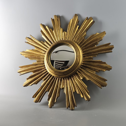 Miroir rond vintage doré "Sun Mirror". Miroir en résine. Miroir sphérique. Brûlures de soleil.