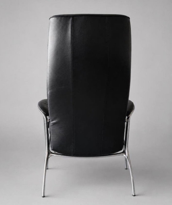 Image 1 of Stressless James loungestoel met voetenbank, zwart leer