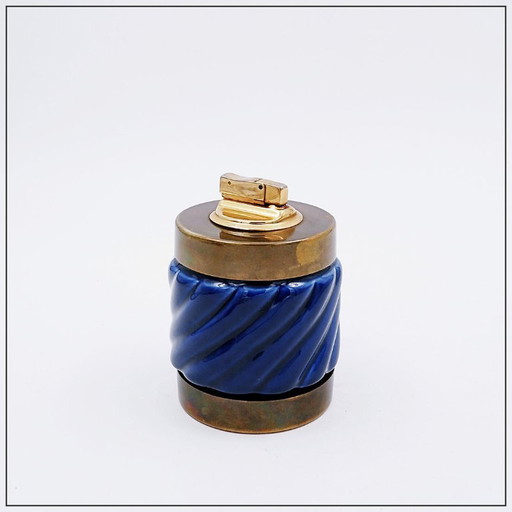 Ceramic and brass lighter by Tommaso Barbi, Italy, 1970s