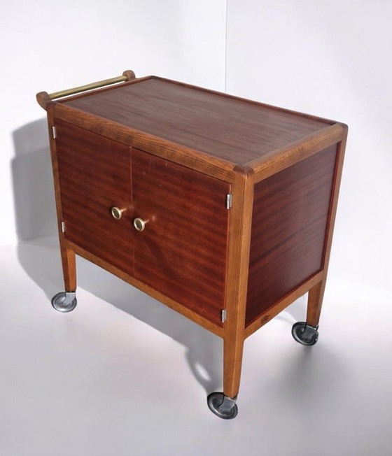 Image 1 of Desserte roulante Art Déco à plateau amovible – Ateliers Gauthier-Poinsignon Nancy, circa 1930