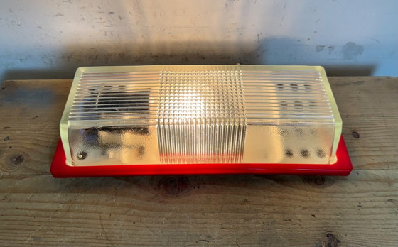 Image 1 of Applique industriale rossa vintage di Elektrosvit, anni '70