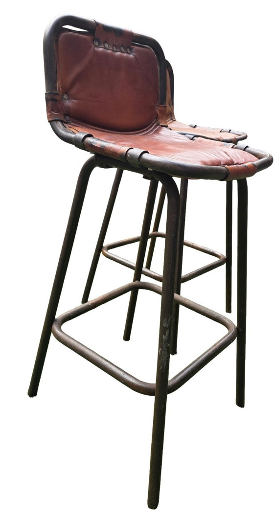 4 Sgabelli da bar vintage (Charlotte Perriand) – Leather, Metal (photo 3 of 7)