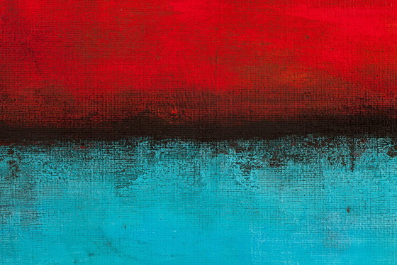 Image 1 of Red and Blue original minimalist abstract modern painting on stretched canvas