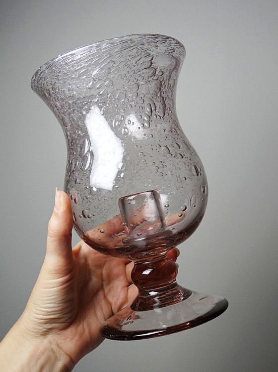 Vintage Amethyst Bubbled Glass Candle Holder, Biot Style, 1970-1980 (photo 3 of 9)