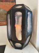 Hermoso jarrón/lámpara de viento grande de otoño cortado a mano de la serie Octa