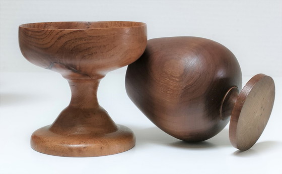 Image 1 of cinque bicchieri vintage in legno tornito